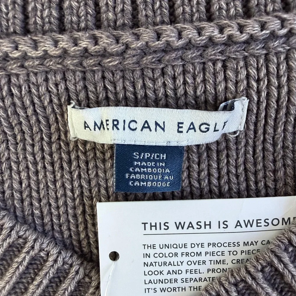 American Eagle Outfitters Sweater Womens Small Brown V Neck Chunky-Knit Pullover